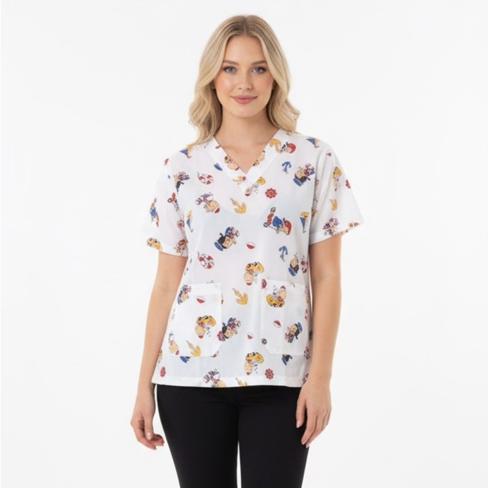 Popeye & Olive oil cartoon size small scrubs top